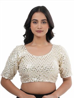 Ritivesh - Women White Sequin Embroidered Stitched Blouse