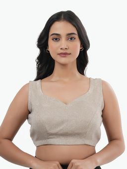 Ritivesh - Women Silver Lycra Embroidered Stitched Blouse