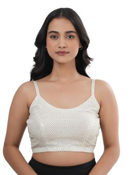 Ritivesh - Women White Georgette Embellished/Sequined Stitched Blouse