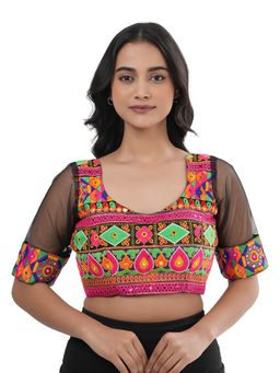 Ritivesh - Women Multi-Colour Net Embroidered Stitched Blouse