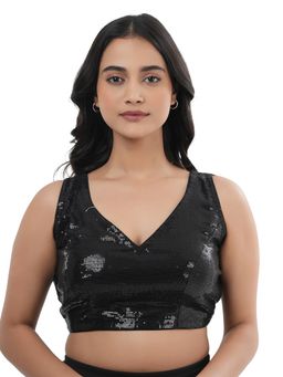 Ritivesh - Women Black Net Embellished/Sequined Stitched Blouse