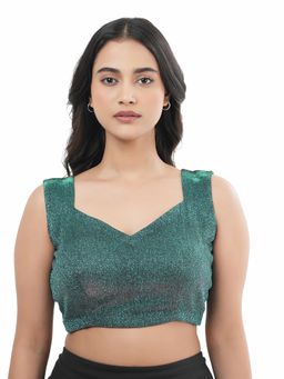 Ritivesh - Women Green Lycra Embellished/Sequined Stitched Blouse