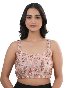 Ritivesh - Women Rose Gold Embellished/Sequined Stitched Blouse