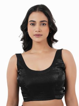 Ritivesh - Women Black Silk Solid/Plain Stitched Blouse
