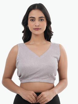 Ritivesh - Women Silver Lycra Embellished/Sequined Stitched Blouse