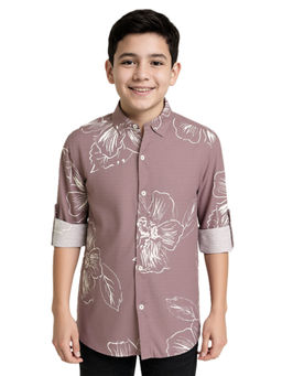 CHARCHIT - Boys Regular Fit Spread Collar Full Sleeves Floral Printed Shirt