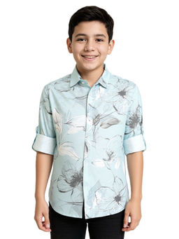 CHARCHIT - Boys Cotton Regular Fit Spread Collar Full Sleeves Floral Printed Shirt