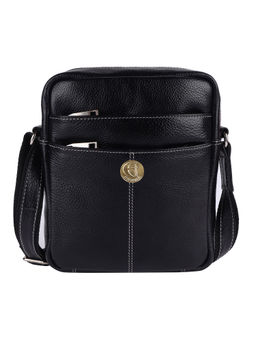 HiLEDER - Pure Genuine Leather Utility 7 Inch Travel Office Ipad Tab Bag, Black