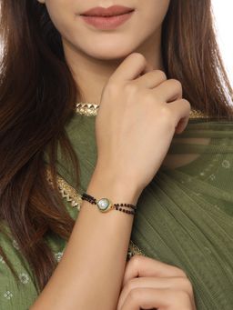 VIRAASI - Gold-Plated & Black Beaded Kundan Mangalsutra Bracelet