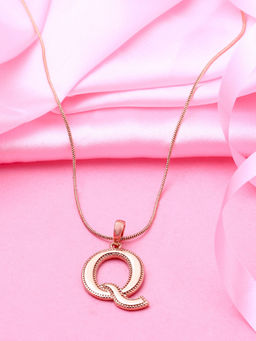 Estele - Rose Gold Plated Queenly Q Charm Alphabet Initials Pendant for Women