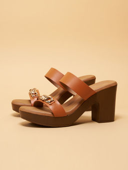 ERIDANI - Tan Betsy Embellished Heels