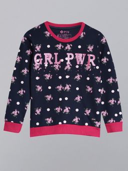 3PIN - Girls Printed Cotton Crew Neck Sweatshirt