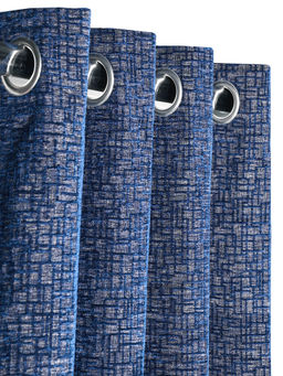 Saral Home - Saralhome Tic tac Chenille Blackout Long Door Curtains 1pc Blue (4x9 Feet)