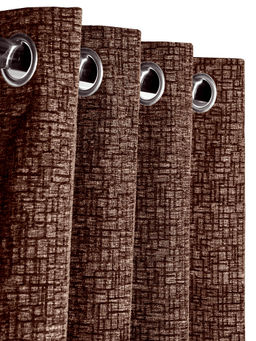 Saral Home - Saralhome Tic tac Chenille Blackout Door Curtains 1pc Brown (4x7 Feet)