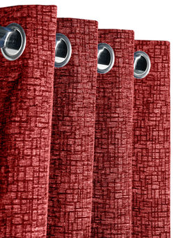 Saral Home - Saralhome Tic tac Chenille Blackout Door Curtains 1pc Maroon (4x7 Feet)