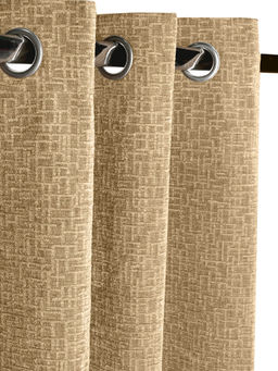 Saral Home - Saralhome Tic tac Chenille Blackout Long Door Curtains 1pc Gold (4x9 Feet)