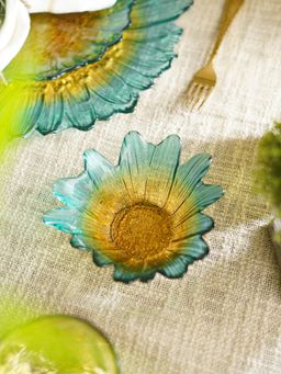 Pure Home + Living - Blue and Yellow Ombre Gerbera Shaped Side Bowls (Pack of 2) (Small)