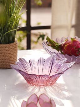 Pure Home + Living - Pink Purple Ombre Gerbera Shaped Serving Bowls (Pack of 2) (Medium)
