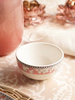 Pure Home + Living - Pink Floral Print Ceramic Serving Bowl