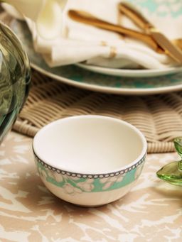 Pure Home + Living - Green Floral Print Ceramic Serving Bowl