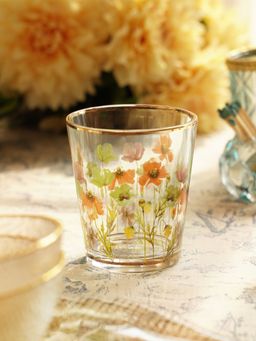 Pure Home + Living - Blue Clear Floral Print Drinking Glasses (Pack of 2)