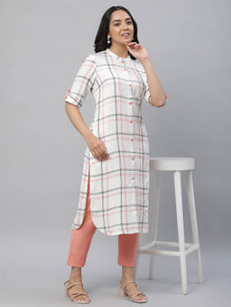 Aurelia - White Checker Modern Kurta and Pants (Set of 2)