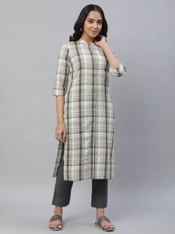 Aurelia - Green Seer Sucker Kurta and Trousers (Set of 2)