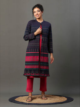 Aurelia - Navy Yark Dyed Ethnic Winter Jacket