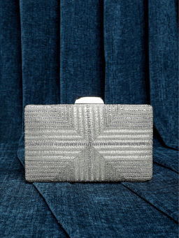 Peora - Silver Clutch Purse for Women