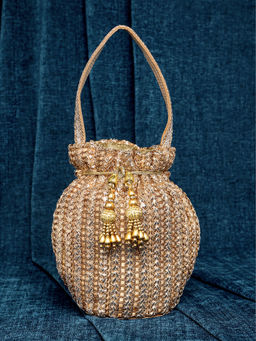 Peora - Rose Gold Evening Bridal Potli Purse for Women