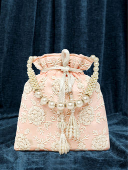 Peora - Peach Evening Bridal Potli Purse for Women