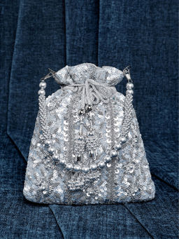 Peora - Grey Evening Bridal Potli Purse for Women