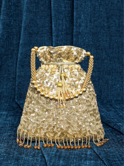 Peora - Gold Evening Bridal Potli Purse for Women