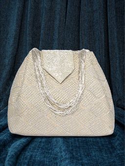 Peora - Cream Casual Handmade Fashion Purse Evening Bridal Handbag for Women