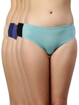 Enamor - CH03-Cotton Classic Antimicrobial & Stain Release Finish Hipster Panty (Pack of 5)