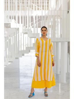 Silai Studio - Lemonberry Box Slit Stripes Kurta