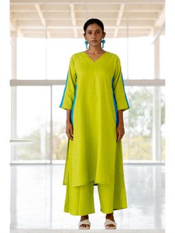 Silai Studio - Avocado Azure Box Slit Kurta and Palazzo (Set of 2)