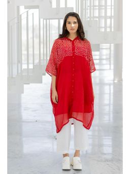 Silai Studio - Ruby Swirl Bandhani Kurta with Slip (Set of 2)