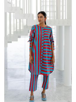 Silai Studio - Poppy and Blue Stripe Kurta