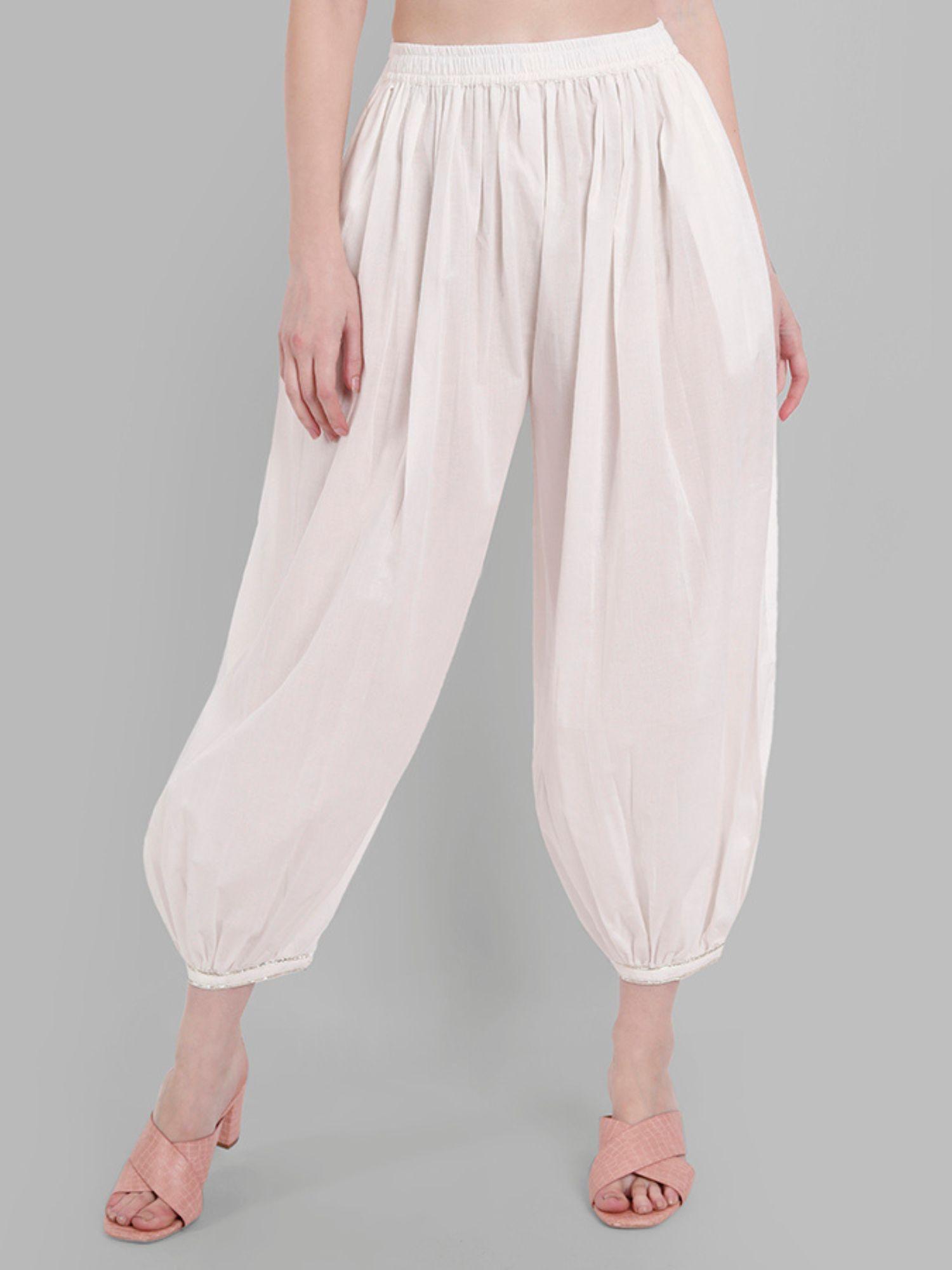 mera rang White Cotton Harem Pant-picture-20
