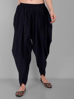 Mera Rang - Black Cotton Tulip Pant with Lace