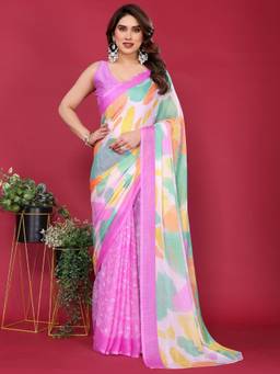 URBAN PALLU - Purple Pure Chiffon Saree