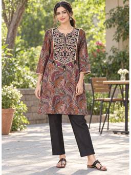 Nayam by lakshita - Black Viscose Rayon Embroidered Kurta and Pant