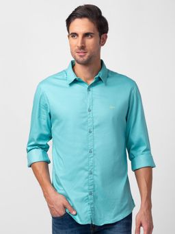 Spykar - Blue Full Sleeves Cotton Blend Shirt For Men