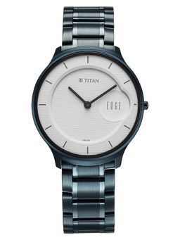 Titan - White Round Dial Stainless Steel Strap Watch For Men- 1843QM04 (M)