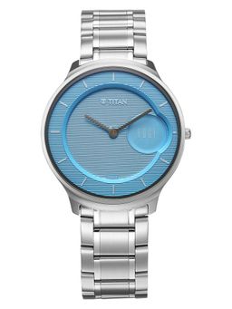 Titan - Blue Round Dial Stainless Steel Strap Watch For Men- 1843SM04 (M)