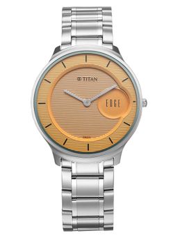 Titan - Orange Round Dial Stainless Steel Strap Watch For Men- 1843SM05 (M)