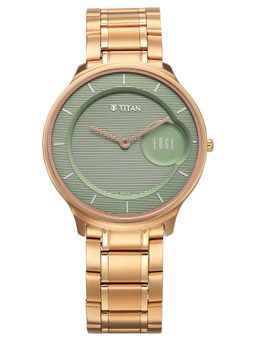 Titan - Green Round Dial Stainless Steel Strap Watch For Men- 1843WM02 (M)