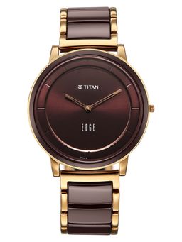 Titan - Brown Round Dial Stainless Steel Strap Watch For Men- 1878KD08 (M)