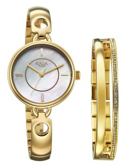 Titan - White Round Dial Brass Strap Watch For Women- 2774YM01F (M)